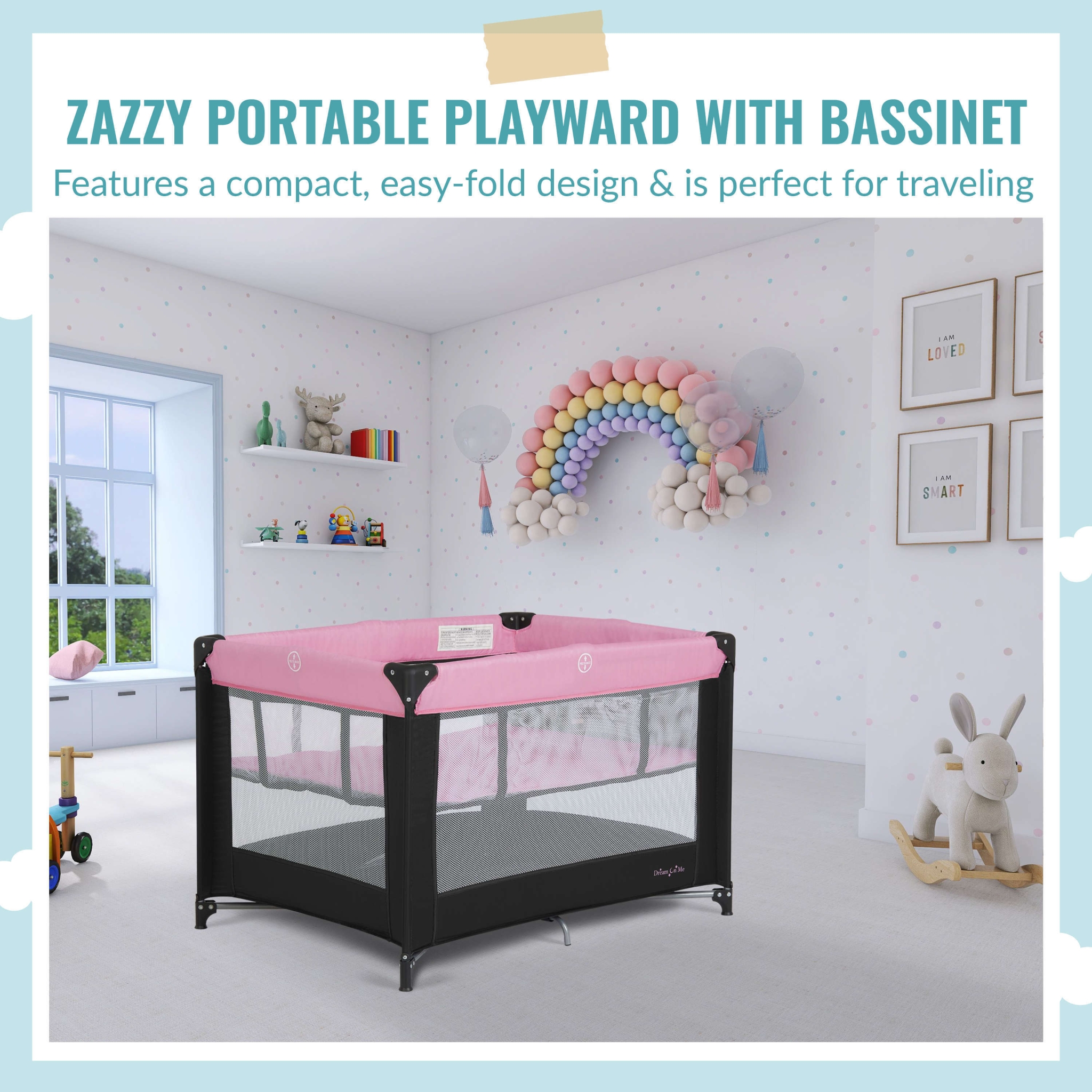 Zazzy Portable Playard with Dream On Me