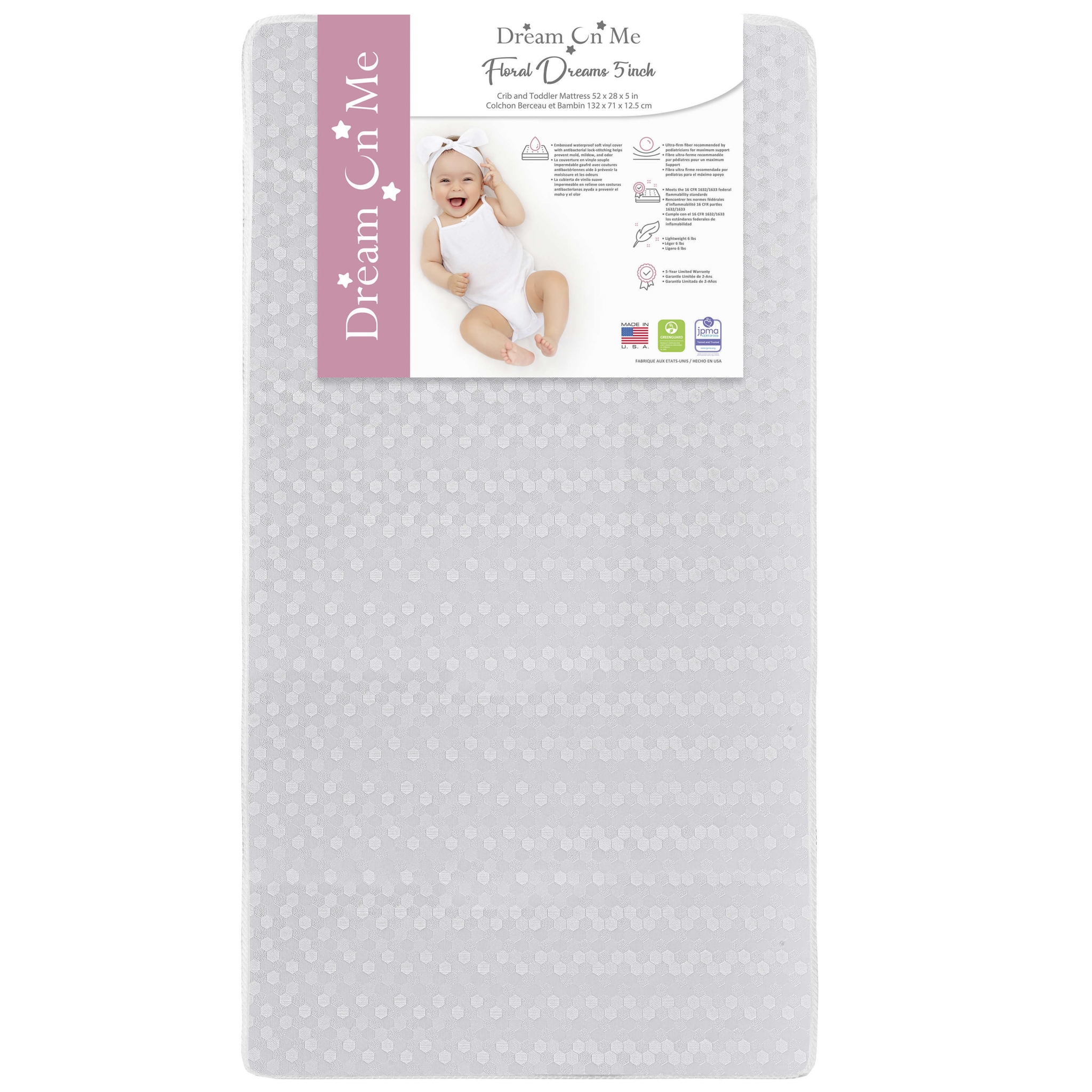Orthopedic Firm Fiber Standard Crib Mattress Dream On Me