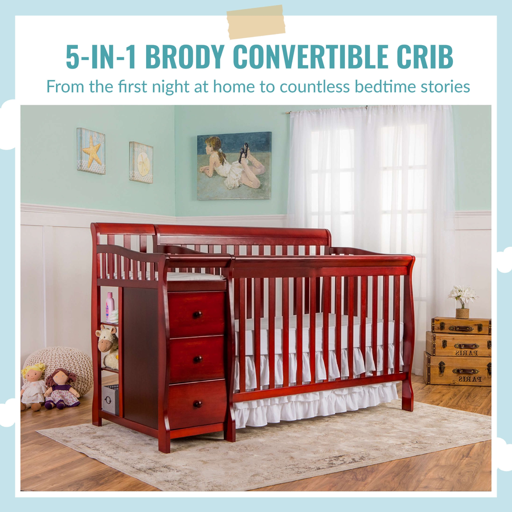 Brody 5 in 1 Convertible Crib with Changer Dream On Me