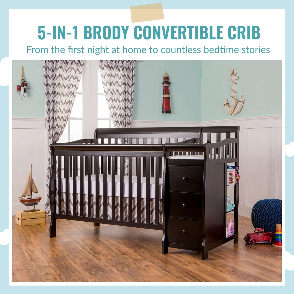 Brody 5 in 1 Convertible Crib with Changer Dream On Me