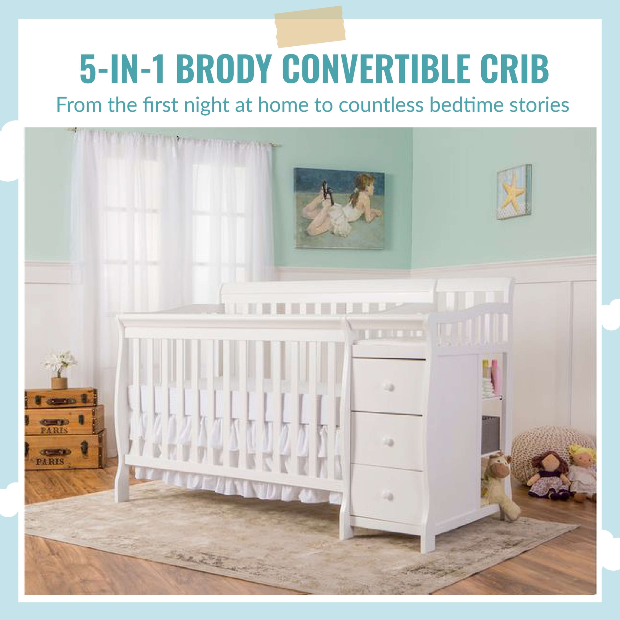 Brody 5 in 1 Convertible Crib with Changer Dream On Me