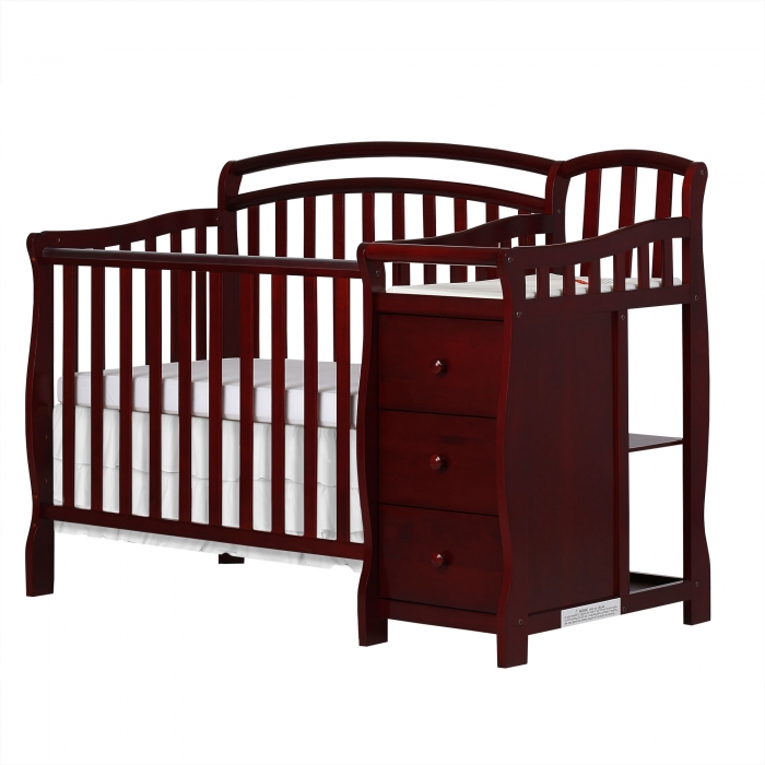 Mini Crib And Dressing Table Combo, Cherry Changing Table Dresser Combo