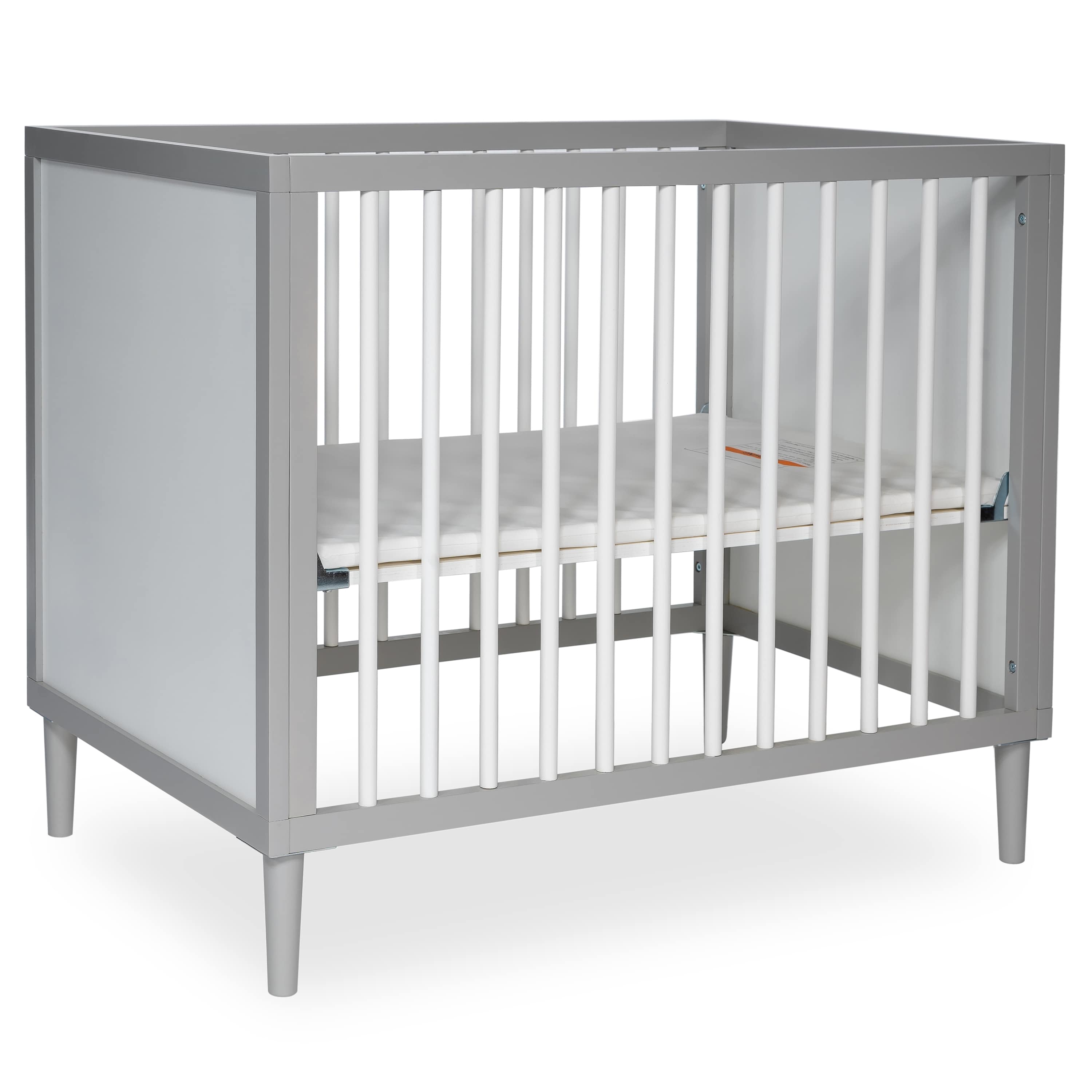 Century Meets Modern I Portable Crib Dream On Me Lucas 4-in-1 Mini Modern Crib with Rounded Spindles I Convertible Crib I Mid 