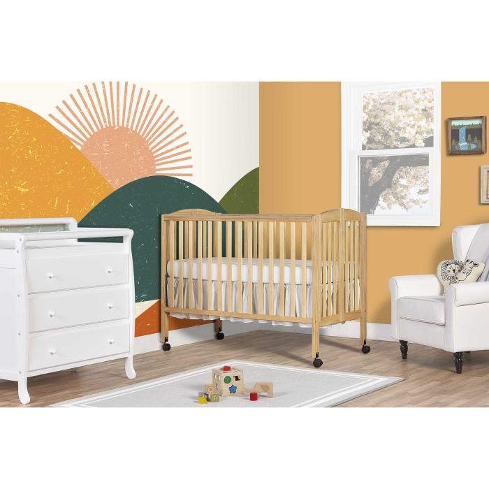 Twilight Dream On Me Folding Full Size Convenience Crib with Dream On Me Spring Crib and Toddler Bed Mattress 