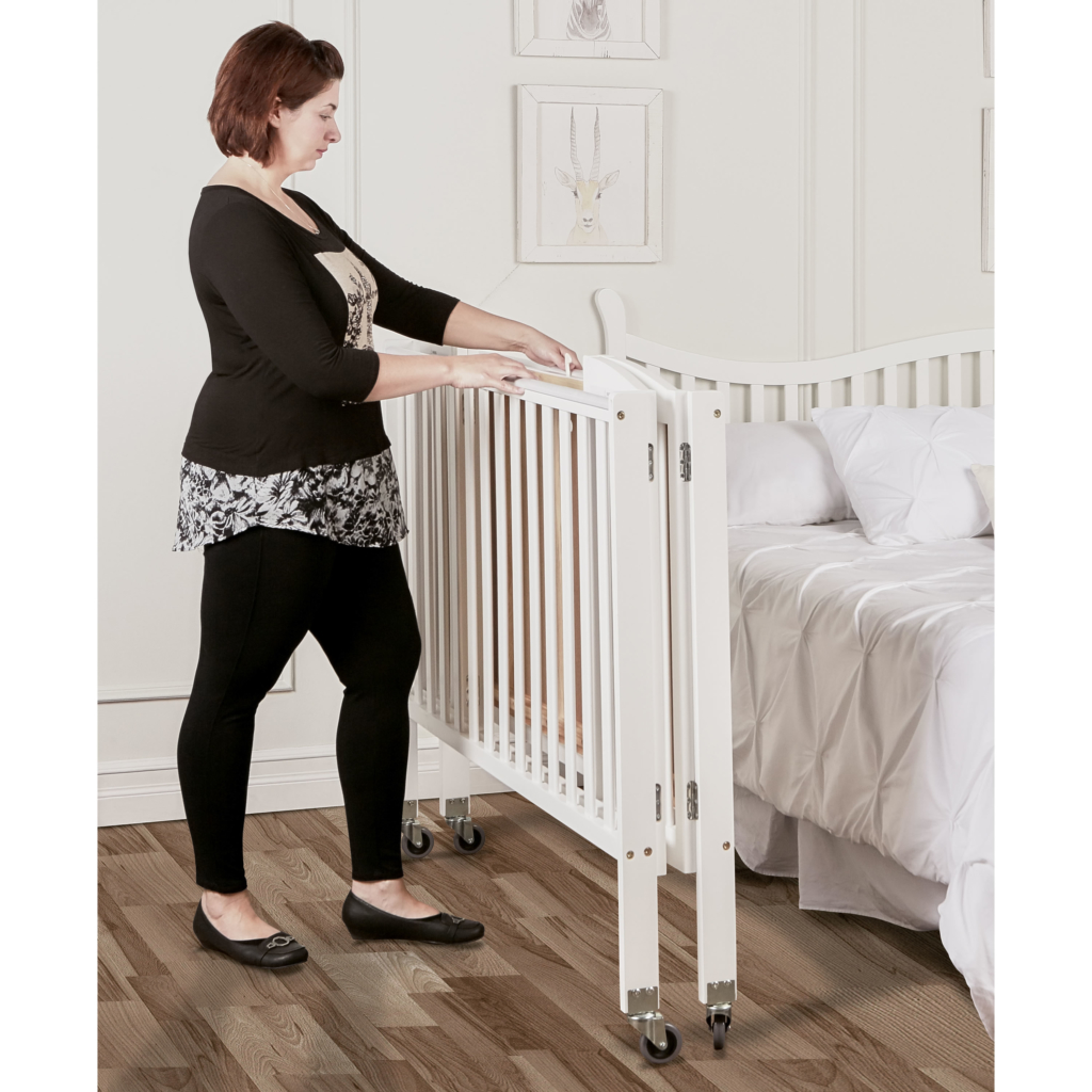 3 in 1 Folding Portable Crib, Steel Wheels Dream On Me