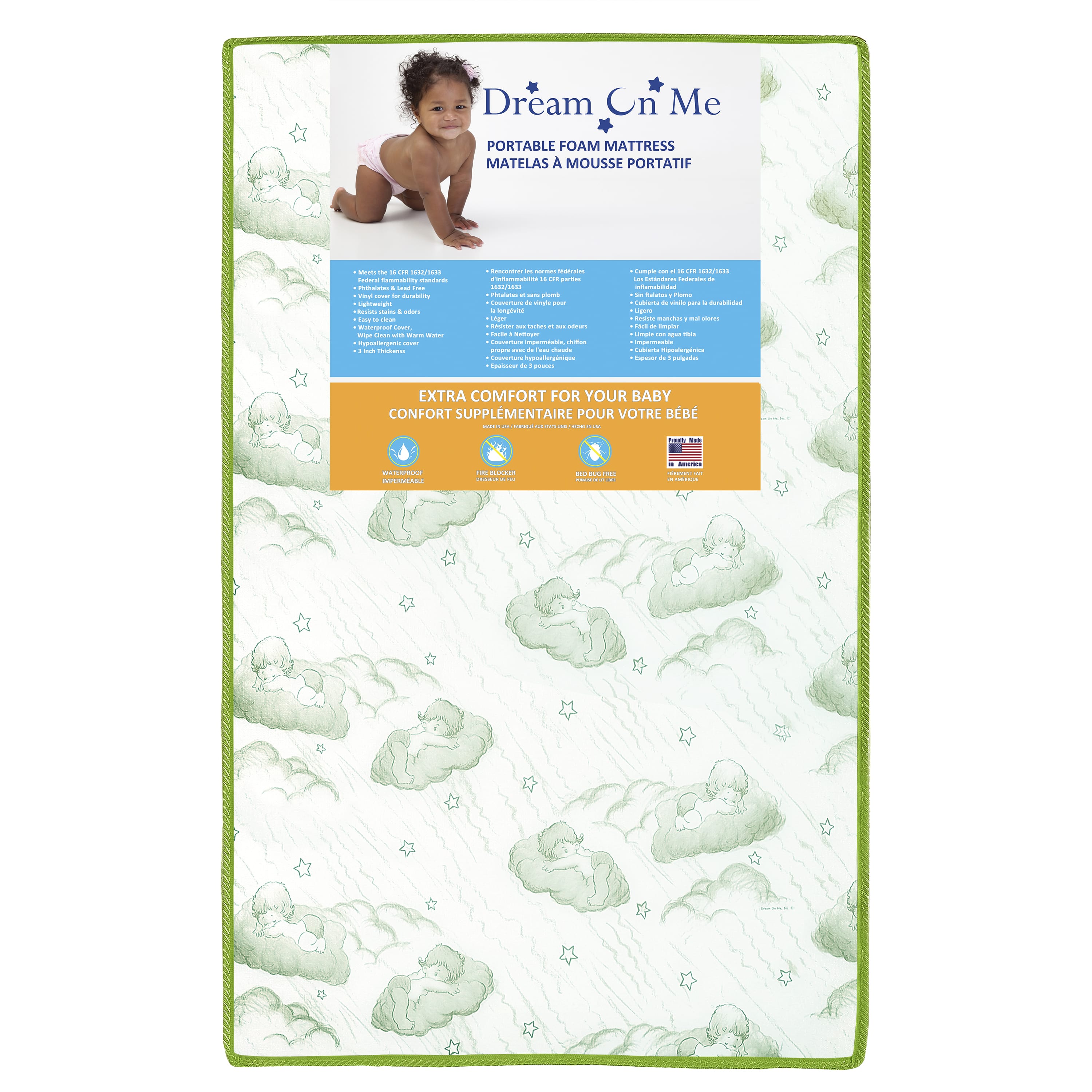 Dream On Me Baby Trand Nursery Center Firm Mattress with Square Corne 